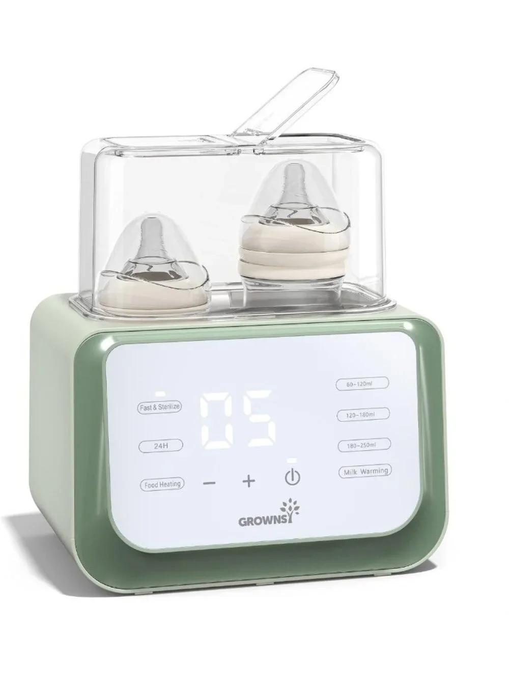 8-in-1 Baby Bottle Warmer & Sterilizer - Fast Milk Heating, Timer, Fits 2
